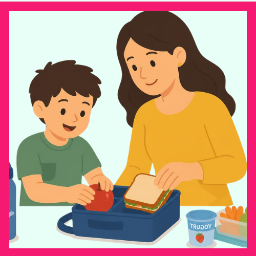 Parent and Child Packing a School Lunch
